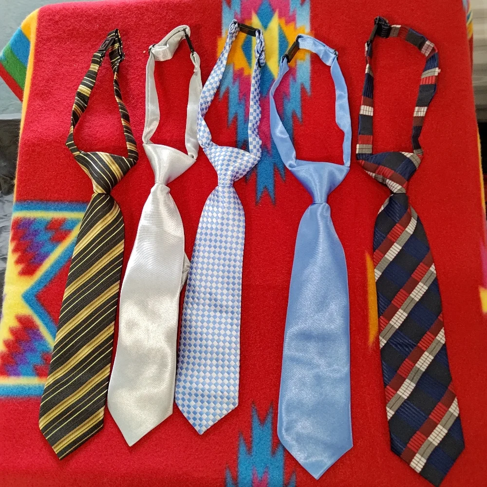 kilofly Pre-tied Adjustable Zipper Tie Kids Boys Baby Necktie Value Set of 5